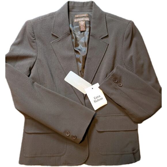 Bandolino Dark Brown Women's Blazer NWT Size 8P Office Business Suit Jacket - Picture 2 of 9